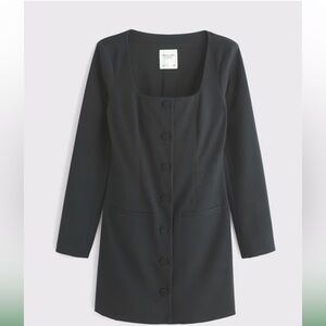 Abercrombie Black Long Sleeve Button-Up Dress